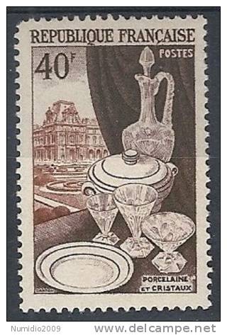 1954 FRANCIA ARTE PRODOTTI DI LUSSO 40 F CRISTALLI MH * - FR594 - Unused Stamps