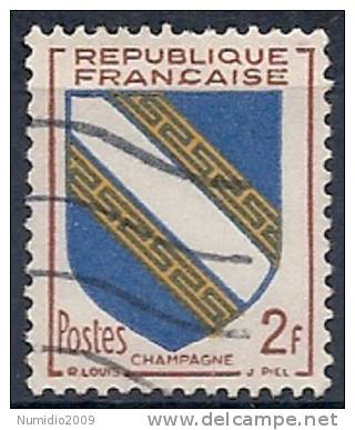 1953 FRANCIA USATO STEMMI DI PROVINCE FRANCESI 2 F - FR596 - 1941-66 Escudos Y Blasones