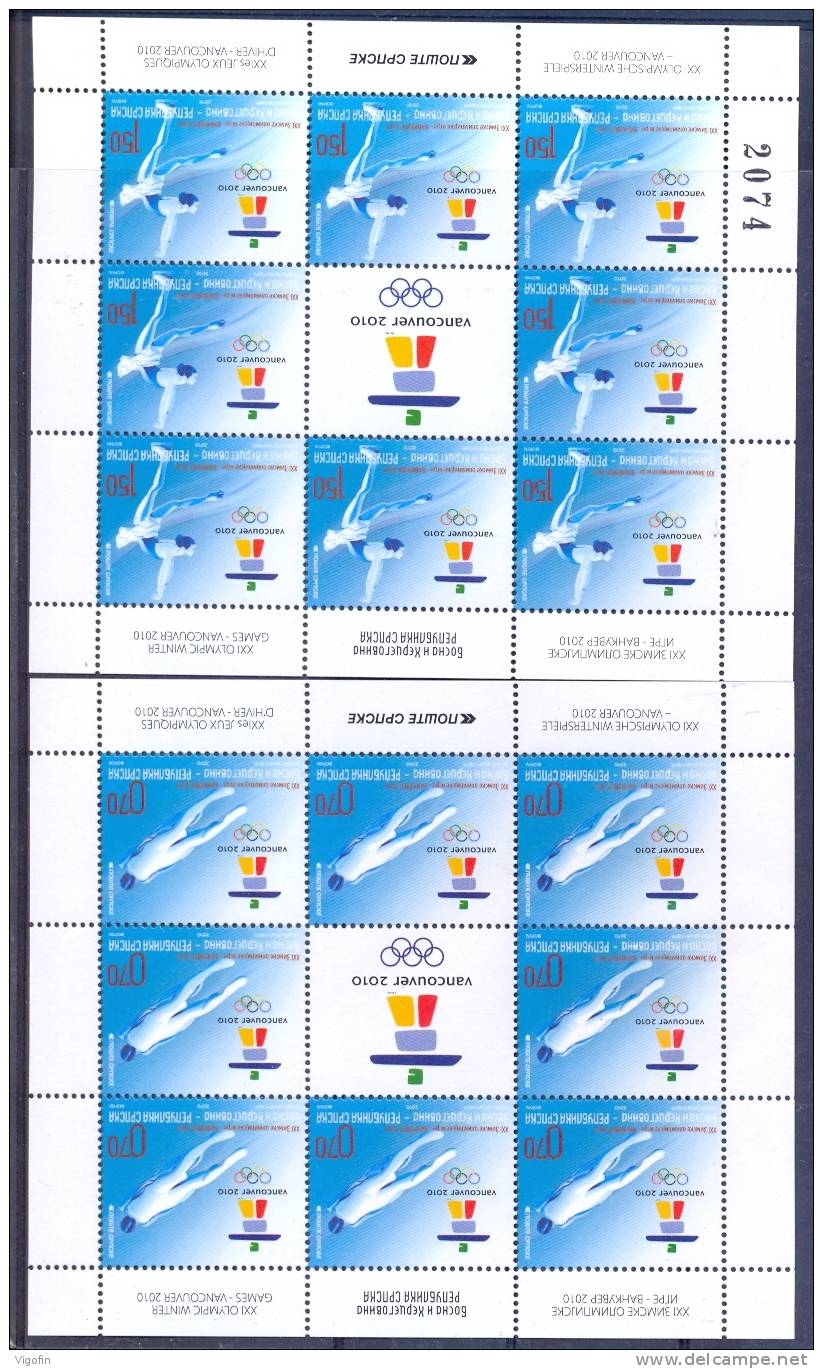 BHRS 2010-486-7 OLYMPIC GAMES VANCUVER, BOSNA AND HERZEGOVINA-R.SRPSKA, 2MS,  MNH - Winter 2010: Vancouver