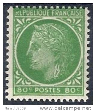 1945-47 FRANCIA CERERE CON ALLORO 80 CENT MH * - FR567 - 1945-47 Cérès De Mazelin