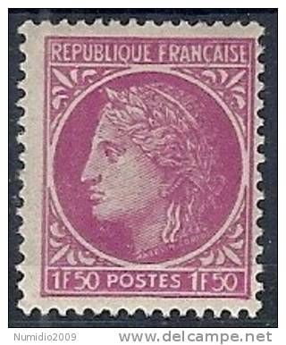 1945-47 FRANCIA CERERE CON ALLORO 1,50 F MH * - FR567 - 1945-47 Ceres Of Mazelin