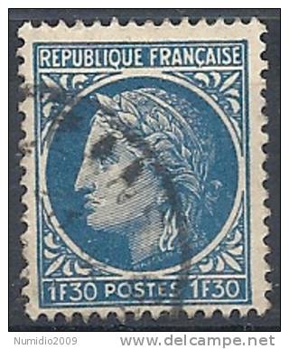 1945-47 FRANCIA USATO CERERE CON ALLORO 1,30 F - FR567 - 1945-47 Ceres (Mazelin)