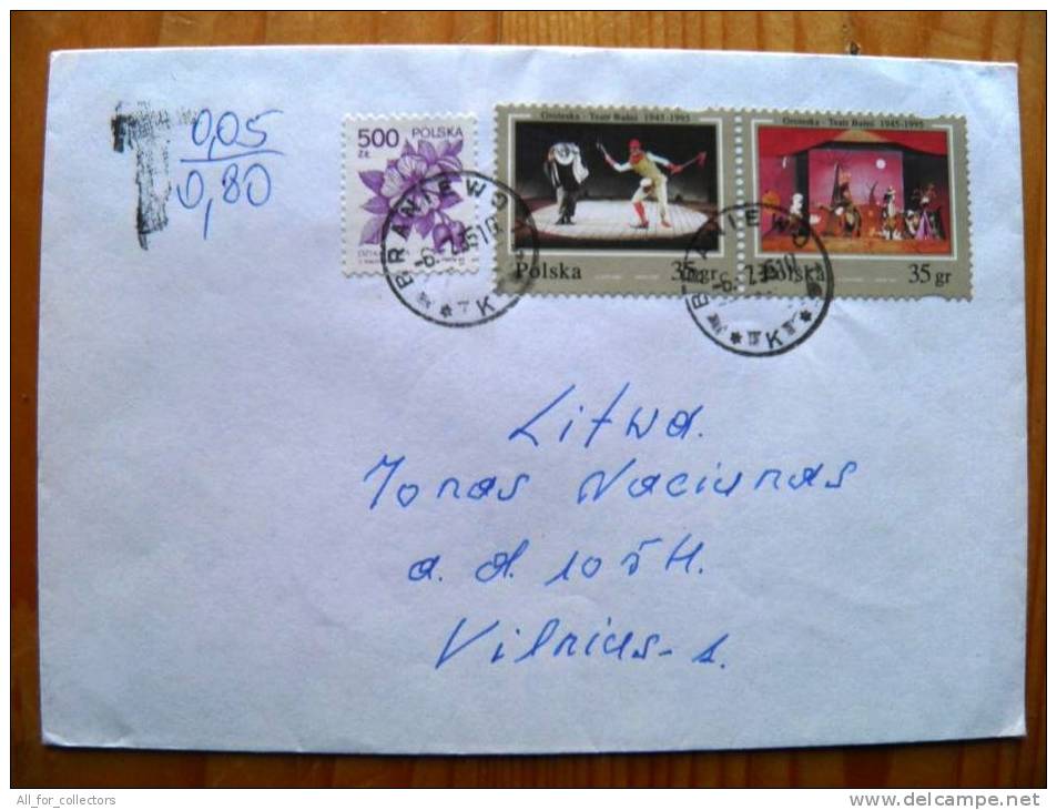 Cover Sent From Poland To Lithuania , Theatre Groteska - Briefe U. Dokumente