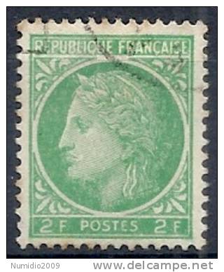 1945-47 FRANCIA USATO CERERE CON ALLORO 2 F - FR568-3 - 1945-47 Ceres (Mazelin)