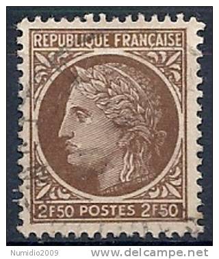 1945-47 FRANCIA USATO CERERE CON ALLORO 2,50 F - FR568 - 1945-47 Ceres (Mazelin)