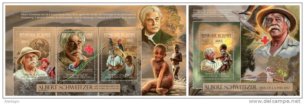 GUINEA 2012 - Albert Schweitzer, Nobel Prize. M/S + S/S. Official Issue - Sonstige & Ohne Zuordnung