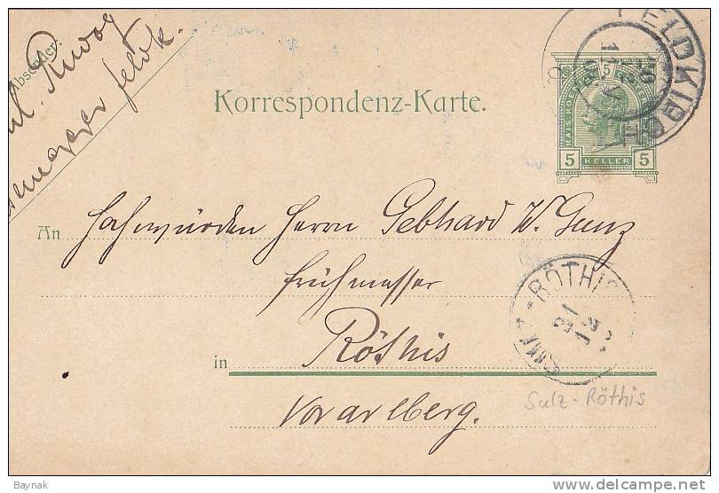 2 X KORRESPONDENZ - KARTE  -  FELDKIRCH  -   VORARLBERG  -  1907  -  SULZ ROTHIS, BLUDENZ - Briefe U. Dokumente