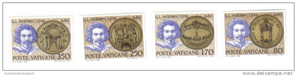 CITTA' DEL VATICANO 1980 3° Centenario Morte Bernini 80+170+250+350 LIRE NUOVI ** COD.FRA.095 - Nuovi