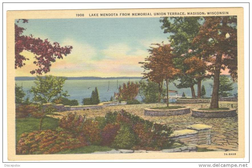 G1087 Madison - Lake Mendota From Memorial Union Terrace - Old Mini Card / Non Viaggiata - Madison