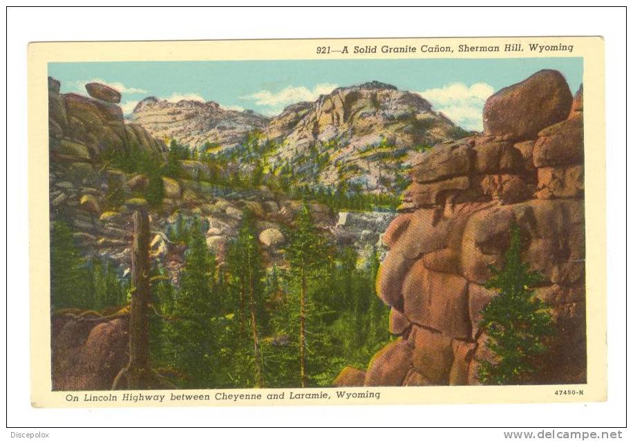G1089 Solid Granite Canon - Sherman Hill - Lincon Highway Between Cheyenne And Laramie - Old Mini Card / Non Viaggiata - Other & Unclassified