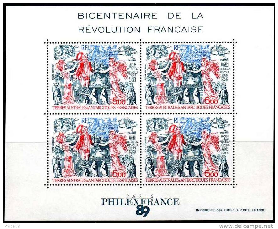 TAAF, BF N° 1. Bicentenaire De La Révolution Française, 1989. Feuillet De 4 Timbres PA N° 108. - Blocs-feuillets