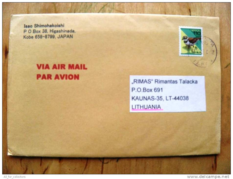 Cover Sent From Japan To Lithuania, Bird Oiseaux - Storia Postale