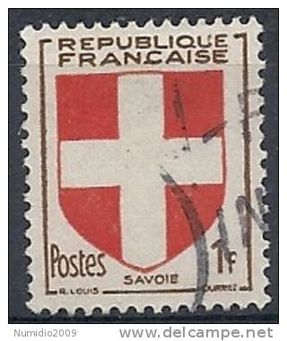 1949 FRANCIA USATO STEMMI DI PROVINCE FRANCESI 1 F - FR589 - 1941-66 Coat Of Arms And Heraldry
