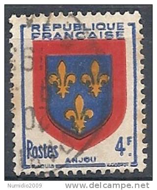 1949 FRANCIA USATO STEMMI DI PROVINCE FRANCESI 4 F - FR589 - 1941-66 Coat Of Arms And Heraldry