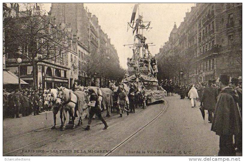 Paris 75  Fêtes De La Mi-Carême 1905  Le Char De La Ville De Paris - Lots, Séries, Collections