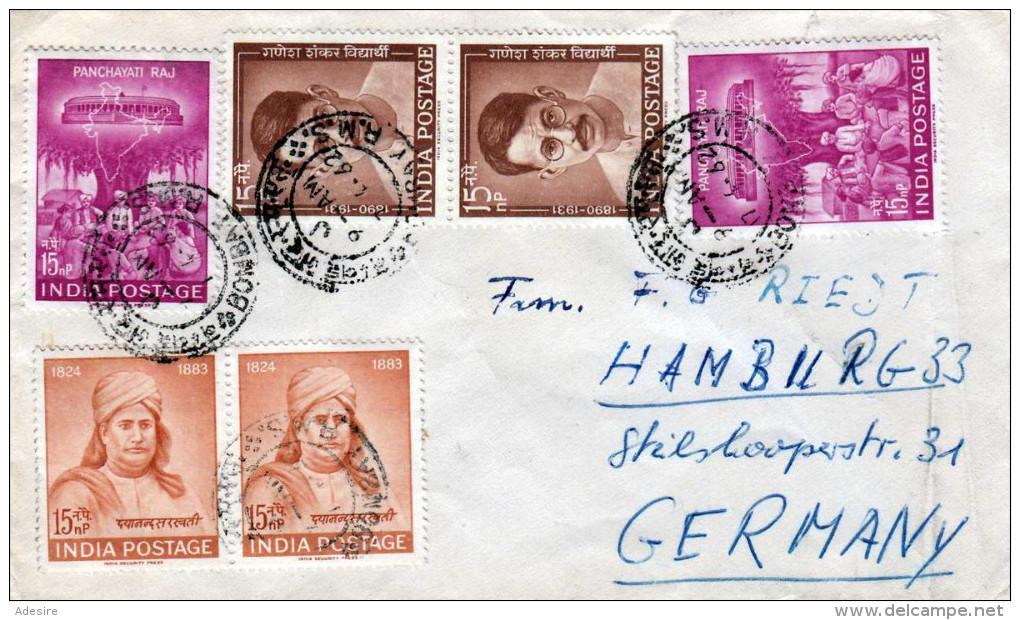 Indien INDIA BOMBAY - HAMBURG 1962, Sehr Schöne 6 Fach Frankierung - Briefe U. Dokumente