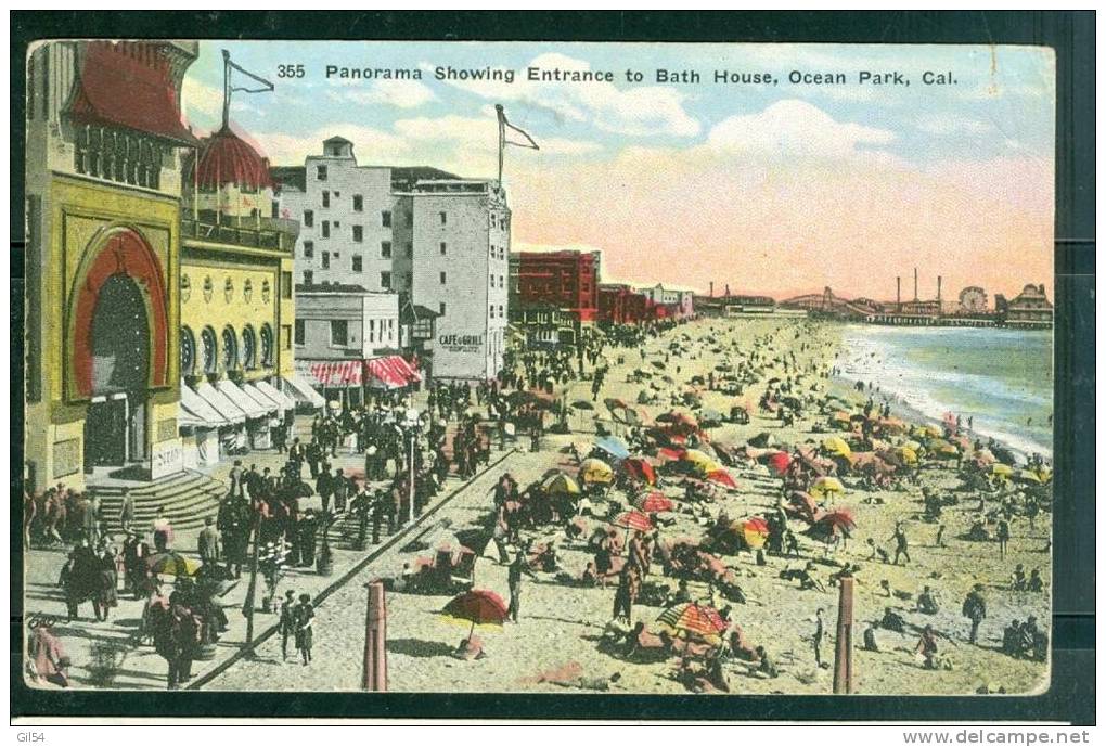 Panorama Showing Entrance To BATH House , Ocean Park, Cal.   Ug80 - Long Beach