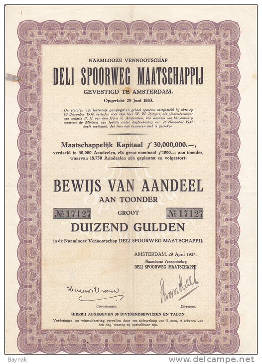 NEDERLAND  --  DELI  SPOORWEG - MATSCHAPPIJ  -  RAILWAY COMPANY - Sonstige & Ohne Zuordnung