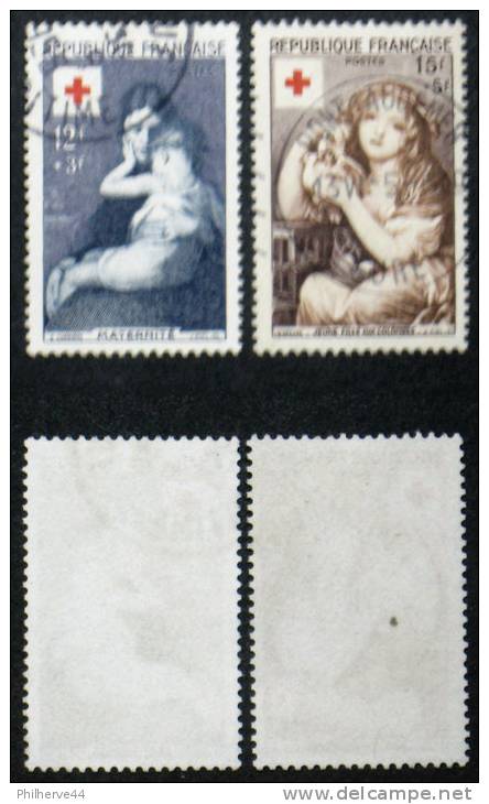 N° 1006-1007 CROIX ROUGE 1954 TB Oblit Cote 26€ - Used Stamps