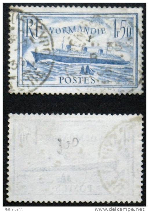 N° 300 PAQUEBOT NORMANDIE Bleu Clair TB Cote 20 € - Usados