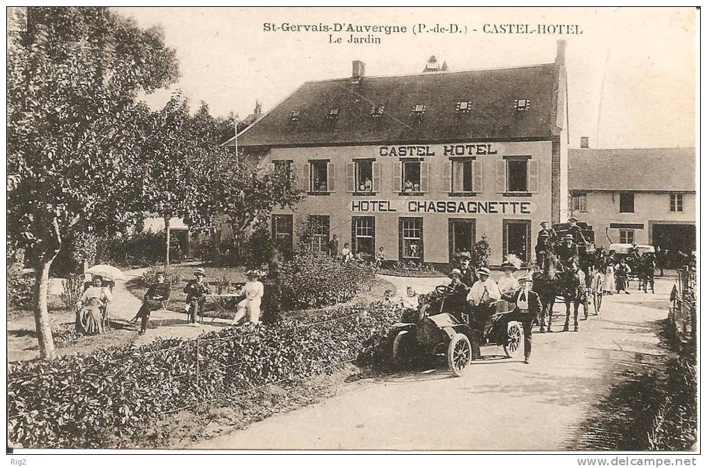 63 - ST GERVAIS D'AUVERGNE,  CASTEL HÔTEL - (HÔTEL CHASSAGNETTE)- LE JARDIN - ECRITE - Saint Gervais D'Auvergne