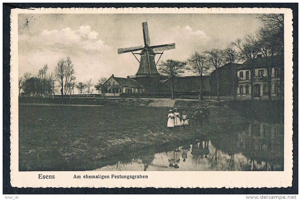 AK Esens 1913 Windmühle Festungsgraben, Niedersachsen Kreis Wittmund Ostfriesland - Esens
