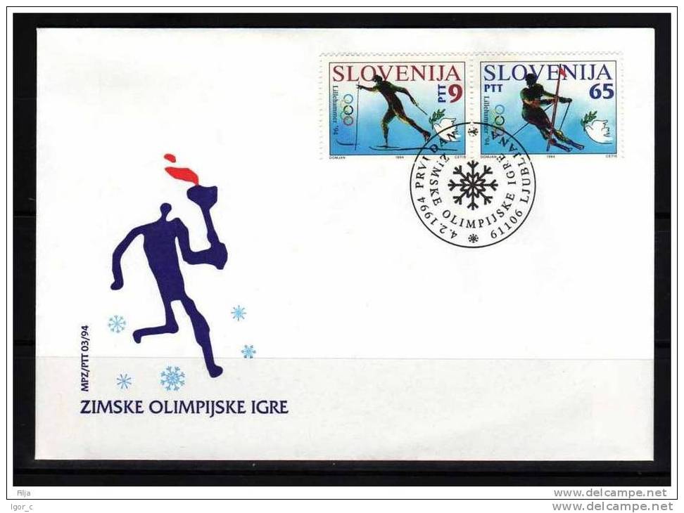 Slovenia Slovenie Slowenien  Mi. 76-77 1994 Olympic Games Lillehammer FDC - Inverno1994: Lillehammer