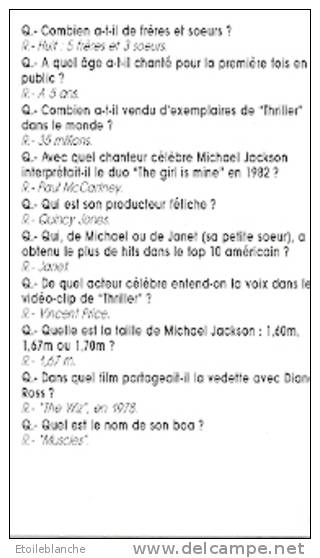 Artiste Michael Jackson - Chanteur Américain, Chirurgie Esthetique - American Star - Carte Jeu Paris Match - Other & Unclassified