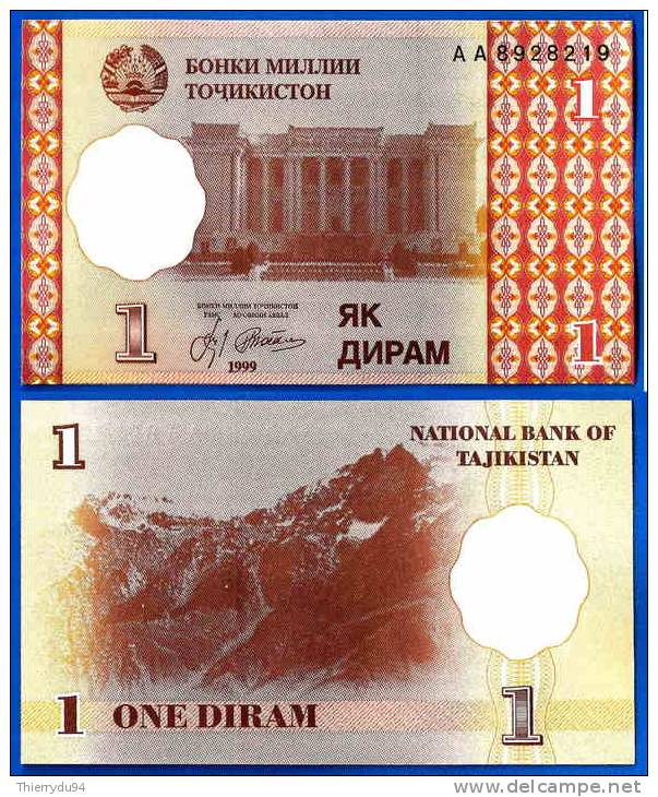 Tadjikistan 1 Diram 1999 Prefix AA Neuf UNC Ruble Tajikistan Skrill Paypal OK - Tajikistan