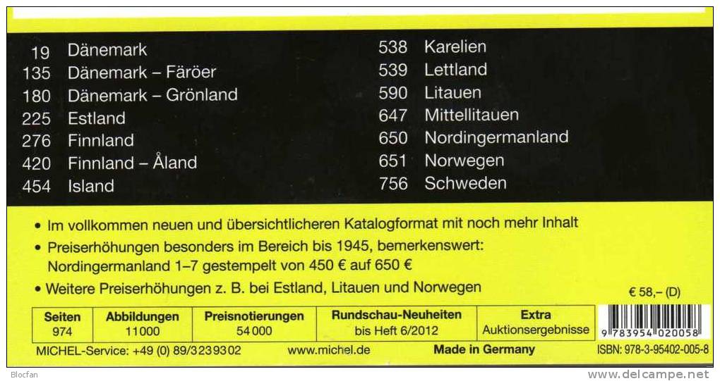 MlCHEL Deutschland+ Nord-Europa 2012/2013 Stamp Katalog Neu 102€ Germany And Part 5 With D DK S Norge SF Esti LA Litauen - Lexiques