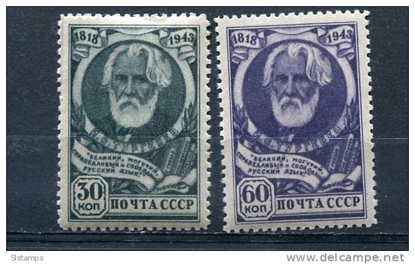 Russia 1943 Sc 909-0 Mi 883-4 MvLH Ivan Turgenev CV 100 Euro - Ungebraucht