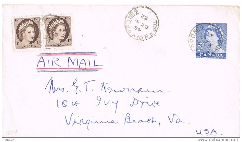 0023. Carta Aerea TOP&N.BAY R.P.O. (Canada) 1962. Railways - Storia Postale