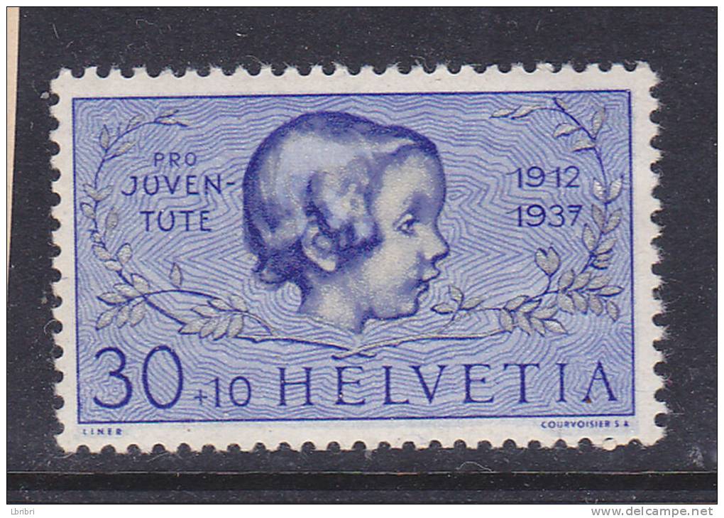 SUISSE N° 306 30C + 10C OUTREMER ARGENT ET PAILLE POUR LA JEUNESSE - Unused Stamps