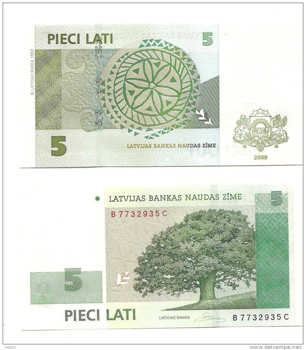 LATVIA  Lettland - 2009 5 LATI / LATS Oak Bank Note - UNC - Lettonie