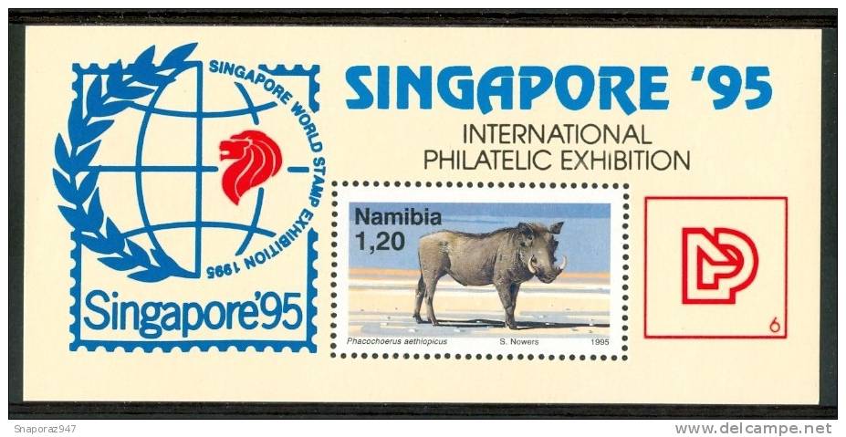 1995 Namibia "Singapore 95" Esposizione Filatelica Animali Animals Block MNH** Spa120 - Namibia (1990- ...)