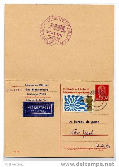 DDR P 65 Antwort-Postkarte ZUDRUCK BÖTTNER #5 New York NY USA 1967 - Cartoline Private - Usati