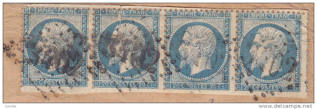 Hte SAVOIE, Devant Lettre, 1857, Bande 4 Yv. 22, GC 3402, SEYSSEL Pour ALGER, Piquage Bizarre Sur Le Bas  /1724. - 1849-1876: Période Classique