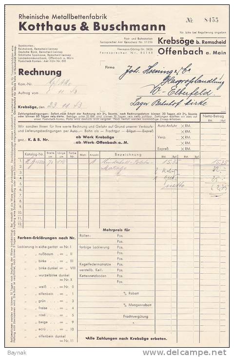 DEUTSCHLAND  -  KOTTHAUS & BUSCHMANN  --  KREBSOGE BEI REMSCHEID, OFFENBACH  -  1943 - 1900 – 1949