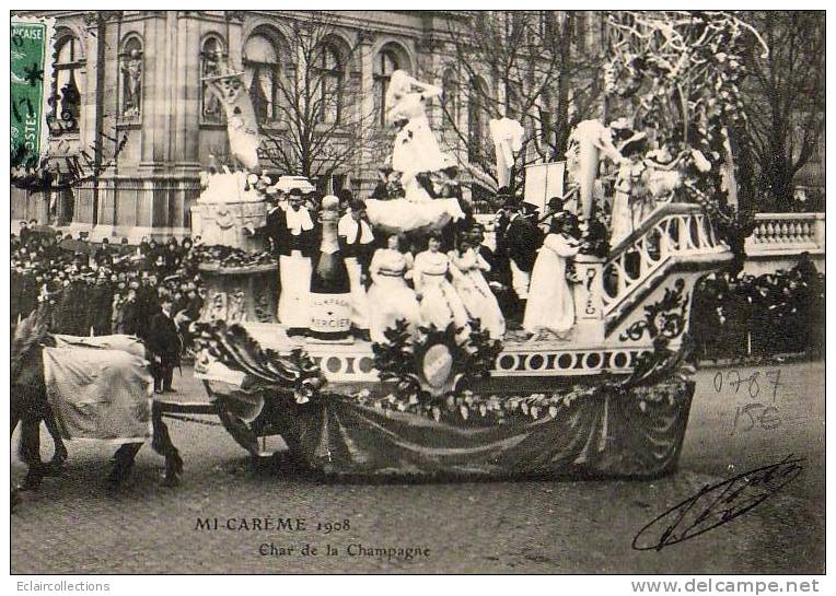 Champagne Ardenne   Mi-Carême De Paris 1908   Char De La  Champagne - Champagne-Ardenne