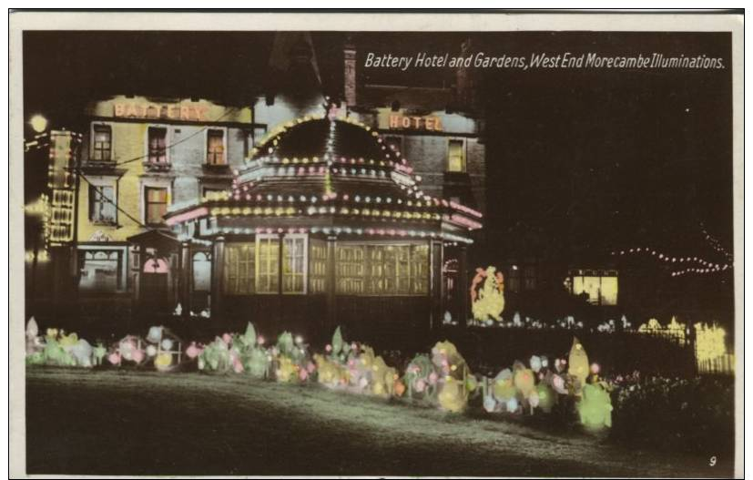 Unknown Publisher Postcard - Battery Hotel And Gardens, West End  Morecambe Illuminations - 9 - Autres & Non Classés