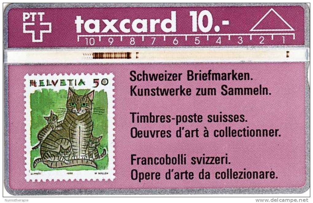 Swiss Telecom : Taxcard CHF10 : Timbre-Poste Chats - Timbres & Monnaies