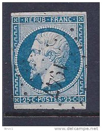 France, Scott # 11 Used Napoleon, CV$40.00, 2 Close Margins, No Defects - 1852 Louis-Napoleon