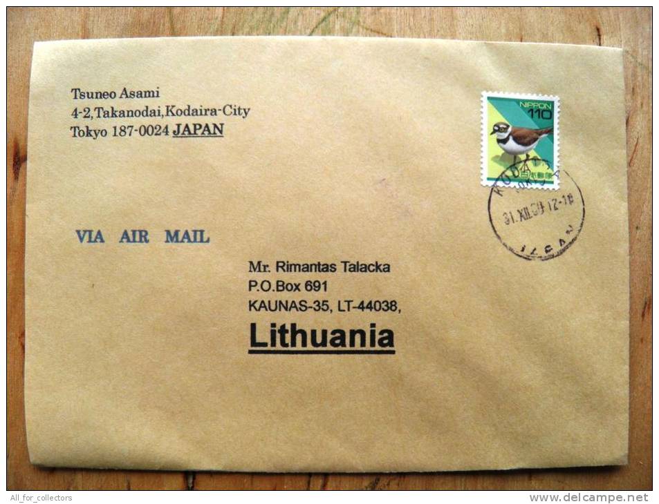 Cover Sent From Japan To Lithuania, Bird Oiseaux - Lettres & Documents