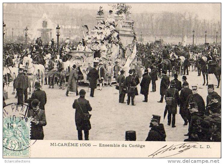 Paris 75  Mi-Carême 1906    Ensemble Du Cortège - Sets And Collections