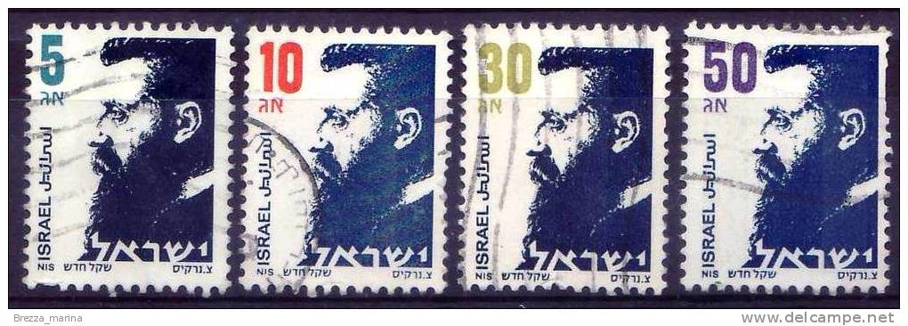 ISRAELE -  ISRAEL - USATO - 1986 - Dr. Theodor Herzl  - 4 X - Oblitérés (sans Tabs)