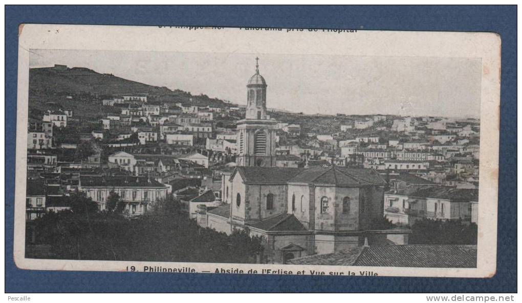 ALGERIE SKIKDA - MINI CP PHILIPPEVILLE - ABSIDE DE L'EGLISE ET VUE SUR LA VILLE - N°19 SANS NOM D'EDITEUR -13.8 X 7.1 Cm - Skikda (Philippeville)