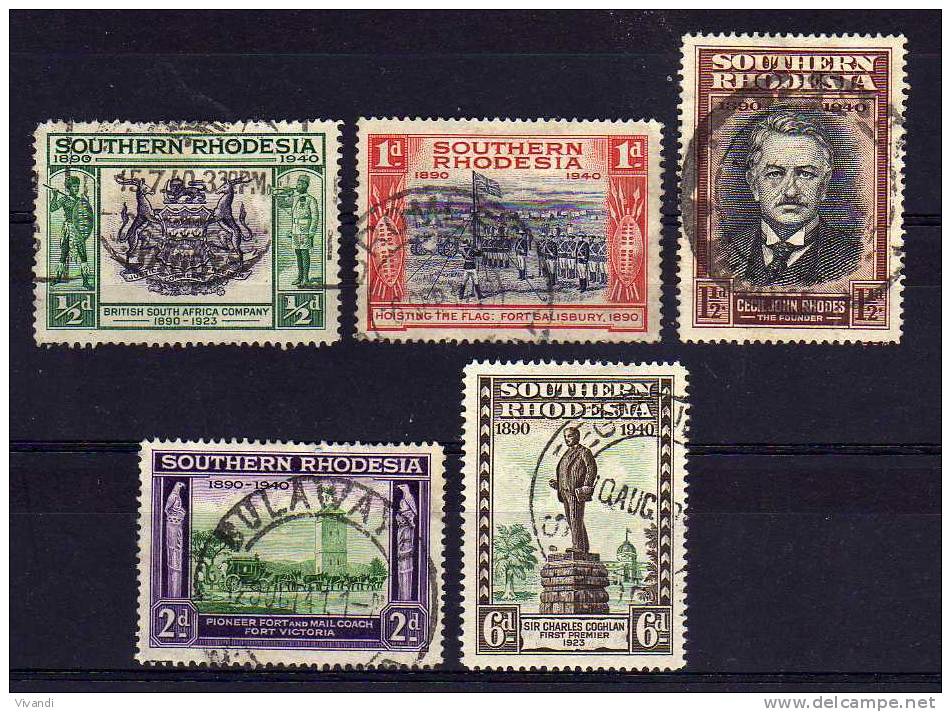 Southern Rhodesia - 1940 - British South Africa Co Golden Jubilee (Part Set) - Used - Rodesia Del Sur (...-1964)