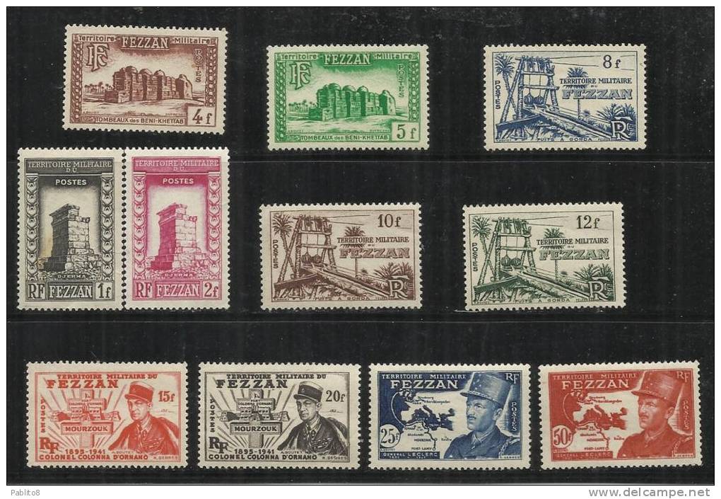 FEZZAN 1949  TERRITORIO MILITARE TERRITOIRE MILITAIRE 1a EMISSIONE SERIE COMPLETA COMPLETE SET MNH - Nuovi