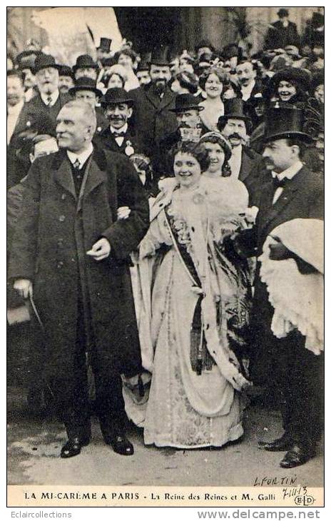 Paris 75  Fêtes De La Mi-Carême 1913    La Reine Des Reines Et M. Galli - Loten, Series, Verzamelingen