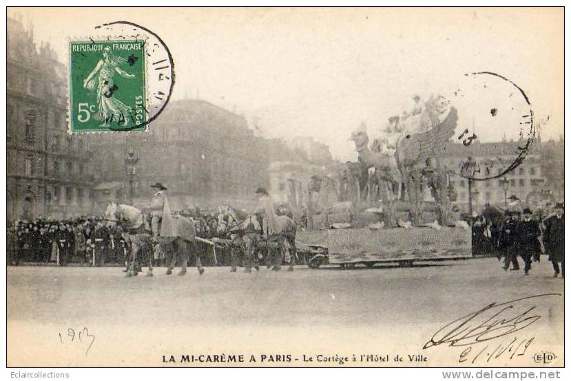Paris 75  Fêtes De La Mi-Carême 1913    Le Cortège A L Hotel De Ville - Sets And Collections